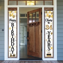 LASKYER 34th Birthday Gold Balloon Banner