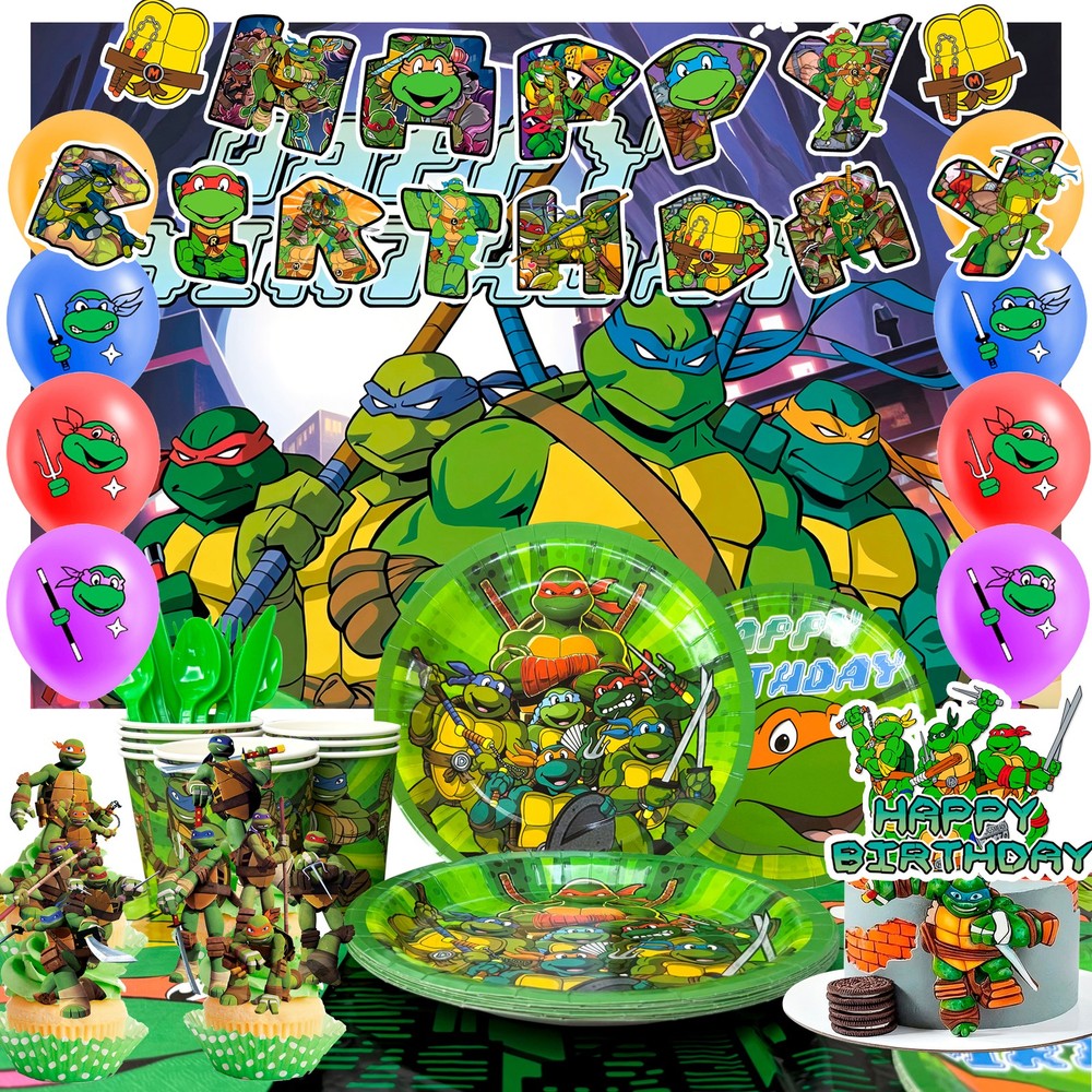 98Pcs Ninja Turtles Party Decorations Ninja Turtles Balloons Backdrop Tablecloth