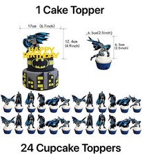 Superhero Batman Theme Birthday Party Supplies Set,Balloon Banner Cake Toppers