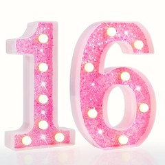 Marquee Numbers Lights for Her Pink Light Up Numbers for Sweet 16th Birthday