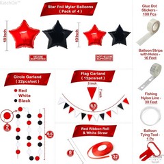 154-Piece Red and Black Decorations Set – Ideal for Elegant Celebrations