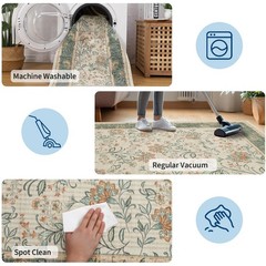 GarveeHome 2×6 Washable Runner Rug for 2′ x 6′ (Rectangular), Sage Green