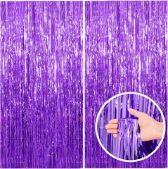 2 Pack Purple Backdrop Tinsel Streamers Foil Fringe Backdrop Halloween Party …