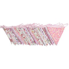 10M/32Ft Triangle Bunting Banner, 36 Pcs Cotton Fabric Flags Pennant Garlands…