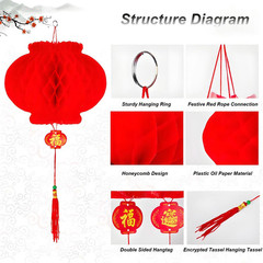 10Pcs Chinese Lanterns – round Hanging Chinese New Year Lantern Lunar New Year D