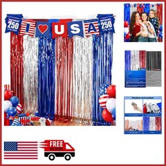 4th of July Party Backdrop Streamers 3.2ft x 6.56ft for Indoor Outdoor