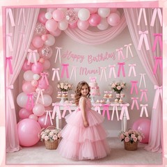 48 PCS Pink Bow Wall Decor Ribbon Bows Party Bridal Shower Wedding Backdrop