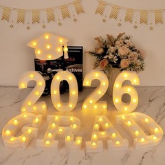Elegant 2026 Grad Party Decorations – Light Up Letters & Cap for All Grad Levels