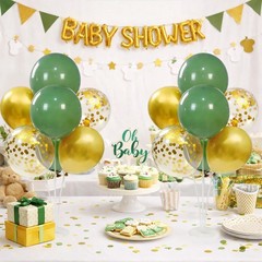 4 Set Green and Gold Balloon Centerpieces for Table Prom, Balloon Stand Cente…