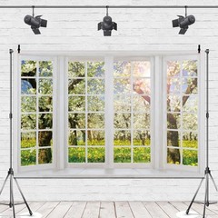 Spring Garden Window Backdrop 10x8ft for Photography Summer Forest Scenery Gr…