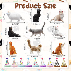 18 Pcs Cat Birthday Party Decorations Mini Birthday Hat Animal Figure Model Cake