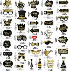 Retirement Party Photo Booth Props Kit – 37Pcs Paper Photo Props 1 Frame Glitter