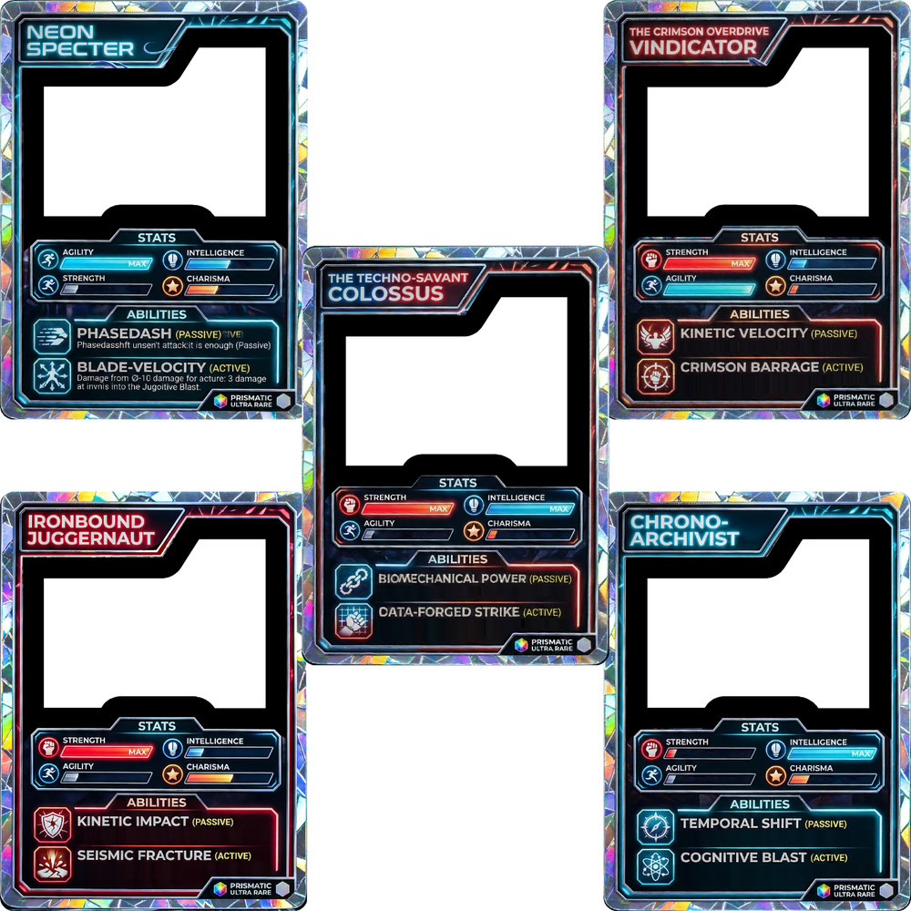 SS11371 RPG Magic Dungeon Trading Card 5pack Stats Collectible Holographic Stand