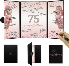 Black Gold 75Th Birthday Party Decorations, Happy 75Th Birthday Alternative Sign