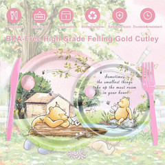 120PCS Pink Classic Winnie Bear Party Supplies Babyshower 1St Party Decorations