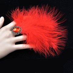1PC Furry Feather Rhinestone Adjustable Ring Glitter Party Clubwear Bar Show New