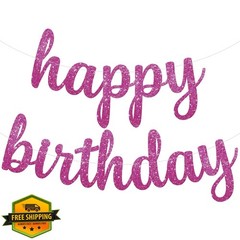 KatchOn Glitter Pink Cursive Happy Birthday Banner 10 Ft