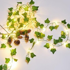 2 Pack 6.56 Ft Vines with Fairy Lights Battery Operated, 40 LEDs Artificial