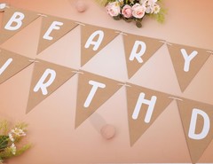 Beary 1st Birthday Banner – Neutral Bear Theme Party Banner, Boy Decoration, …