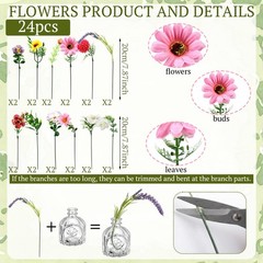 36 Pcs Artificial Flowers Table Centerpiece with Vases Colorful Wildflower Ce…