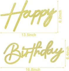 Happy Birthday Sign for Backdrop – Glitter Felt Happy Birthday Letter Sign fo…
