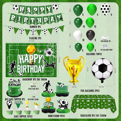 Soccer Birthday Party Decorations, 120Pcs Kit with Tablecloth, Backdrop