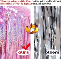 Glitter Pink Fringe Garland -4 Layers Thick, 2 Pack Metallic Tinsel Tassel