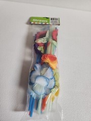 Tropical Flower Straws Party Summer Fun 12 Pc Multi-Color Oriental Trading Luau