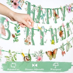 Charming Double-Sided Floral Birthday Banner with Butterflies – 70.87 Inches