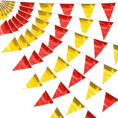 3P Red Gold Party Decorations – Metallic Fabric Triangle Pennant Banner Flags…