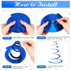 36 Pcs Hanging Swirl Party Decorations Plastic Streamer Swirls Spiral Blue