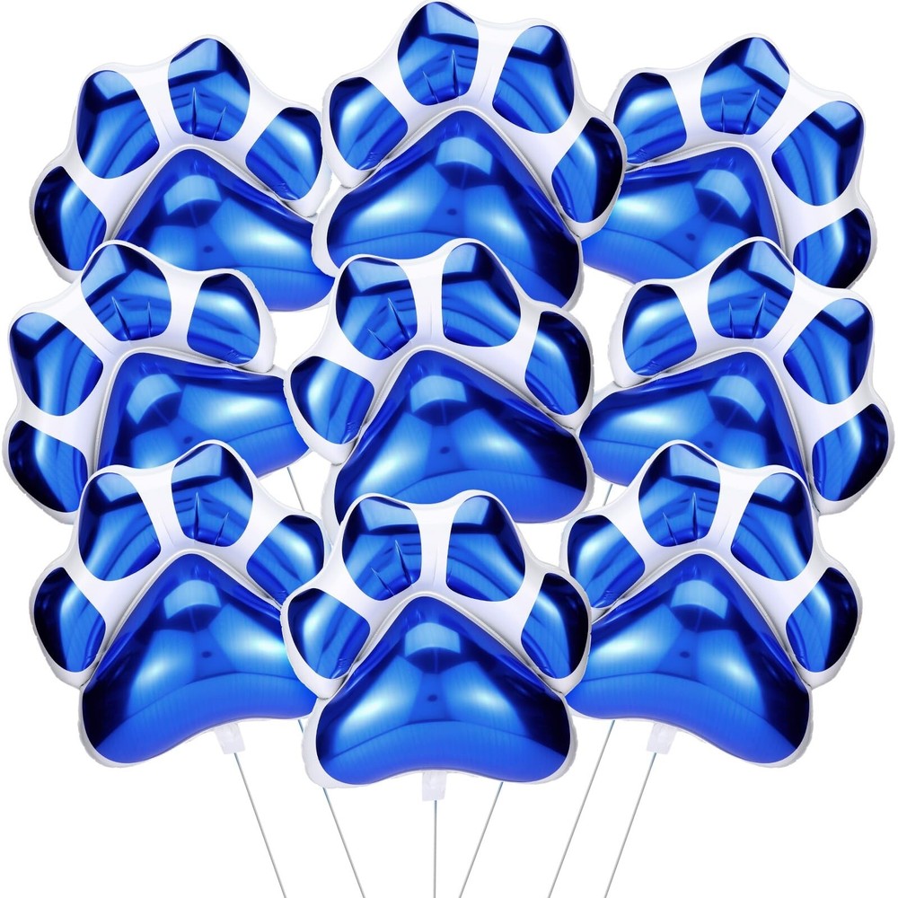 Hungdao 9 Pcs 28 x 26 Inch Blue Dog Paw Balloons Paw Print Foil Balloons Larg…