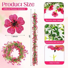 4 Pcs 6 ft Artificial Flowers Wisteria Garland-Total 24 ft Fake Hanging Wisteria