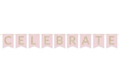 Way to Celebrate Pink & Gold Glitter «Celebrate» Party Banner, 6 ft.
