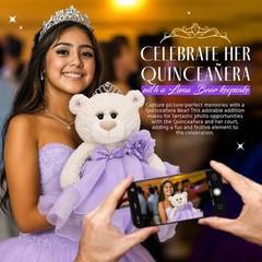 Large 20” Quinceañera Teddy Bear Centerpiece – Elegant Dress, Oversized Keeps…