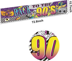Back to The 90s Theme Party Banner Sign Decorations, Retro 90’s Hip Hop Graffiti
