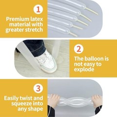 Clear 260 Balloons 100 Count Long Latex Balloon Arch Twisting
