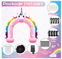 10FT Inflatable Unicorn Arch LED Party Decor Rainbow Photo Backdrop Yard