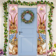 Happy Easter Decorations Easter Bunny Font Porch Weclome Sign Easter Rabbit Bann