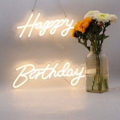 Happy Birthday LED Neon Lamp Integrative Hanging Sign Party Home Decor DIY
