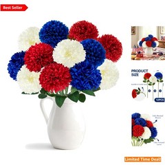 Elegant Silk Chrysanthemum Flowers – 12 Pcs for Independence Day Centerpieces