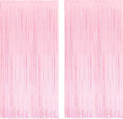 Party Streamers Backdrop – 2 Pack 3.2Ft X 8.2Ft Tinsel Foil Fringe Curtains for