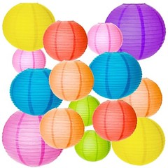 20pcs Chinese Round Lanterns Assorted Colours and Sizes Paper Lampshades