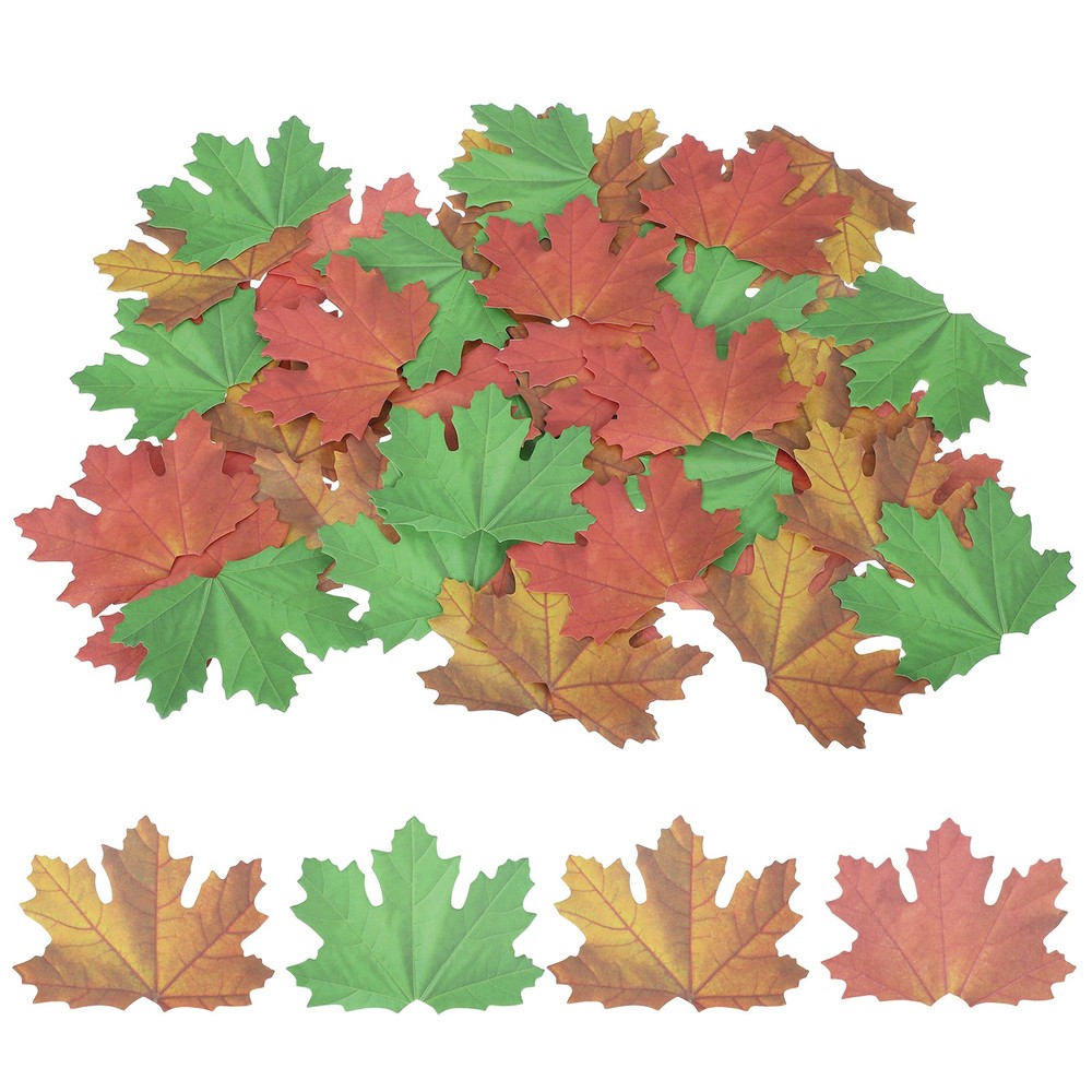 75Pcs Artificial Maple Leaves Cutouts Leaf Red Yellow Green 3.5×2.8″