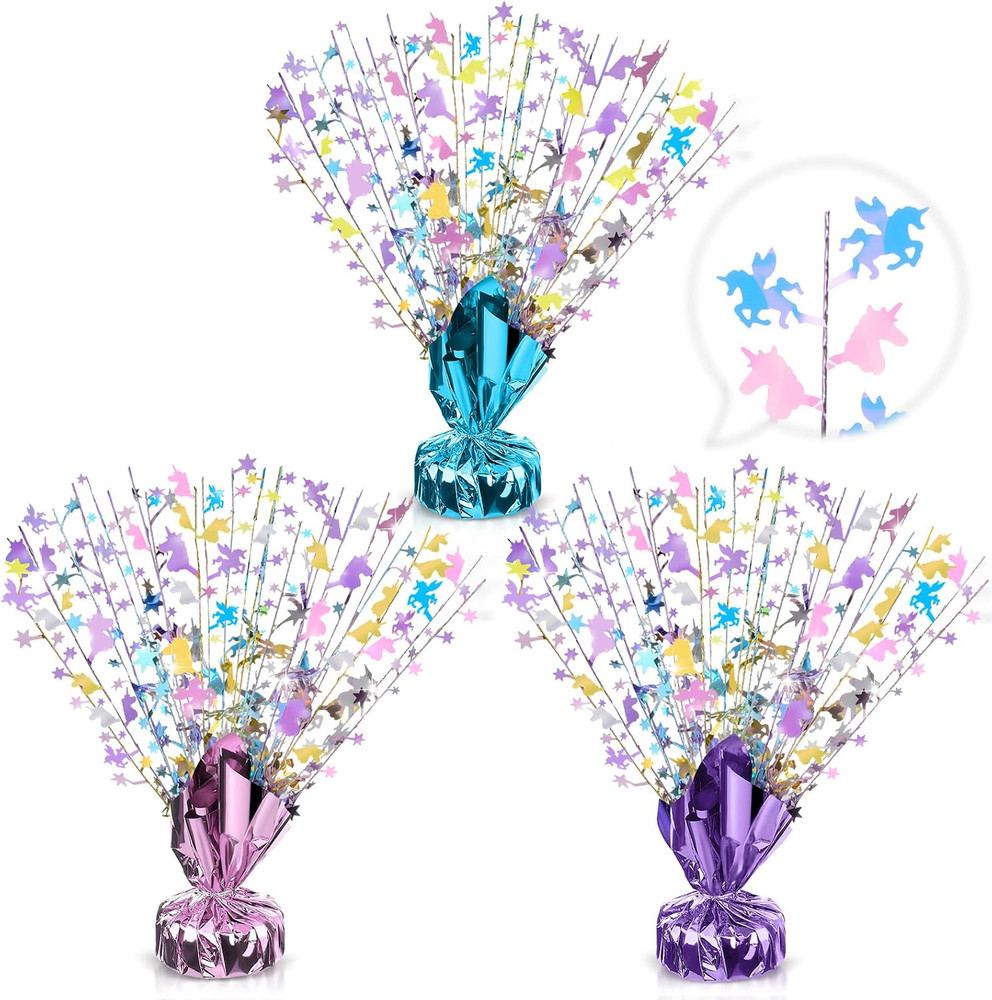 6 Pcs Unicorns Table Decorations Rainbow Metallic Gleam Foil Spray Centerpieces