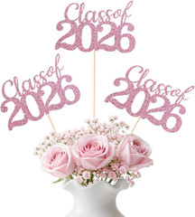 Black Class of 2026 Graduation Table Centerpieces, 12 Pcs Grad Party Decorations