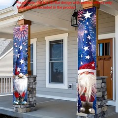 2D flat Patriotic Gnome Porch Banners Set of 2, Hanging Decorations for Front…