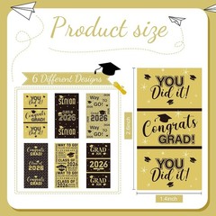 Congrats Grad Mini Candy Bar Wrapper Set – 90 Black and Gold Graduation Labels