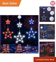 Battery Operated 4th of July Star String Lights – Red, White & Blue, 3 Pack