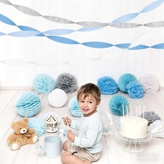 Light-Dusty Blue White-Silver Party-Decorations Streamers – 8 Rolls Graduatio…